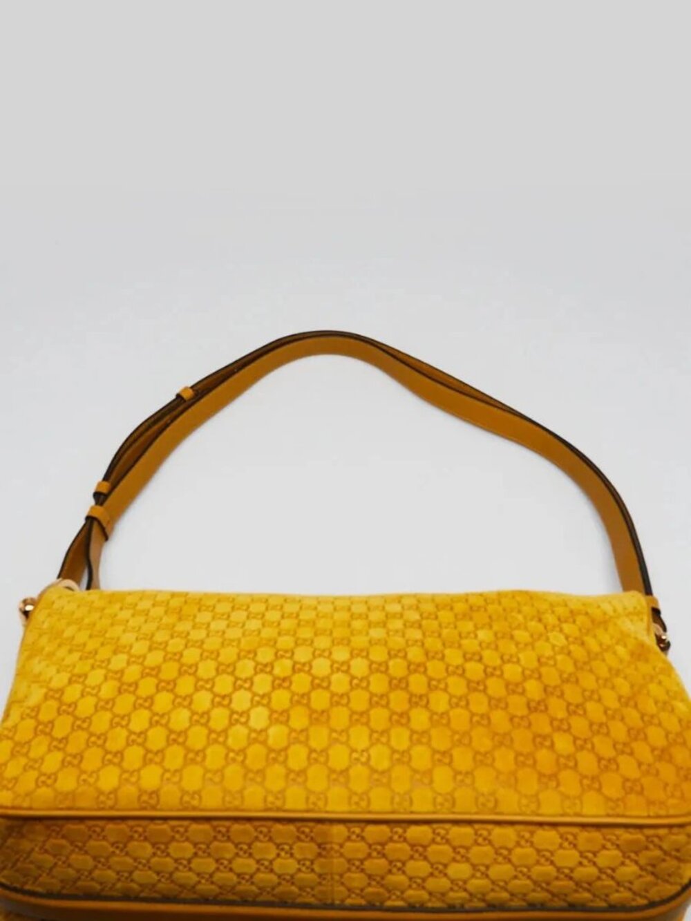 Gucci Yellow Micro Guccissima Embossed Suede Half Moon Horsebit Shoulder Bag - Picture 8 of 11